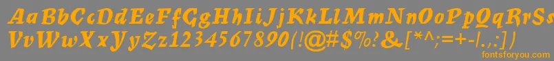 フォントMercuriusScriptMtBold – オレンジの文字は灰色の背景にあります。