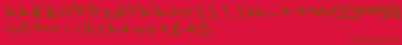 Superserious-Schriftart – Braune Schriften auf rotem Hintergrund