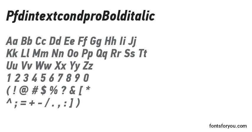 A fonte PfdintextcondproBolditalic – alfabeto, números, caracteres especiais