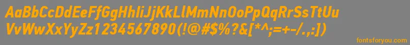 PfdintextcondproBolditalic-Schriftart – Orangefarbene Schriften auf grauem Hintergrund