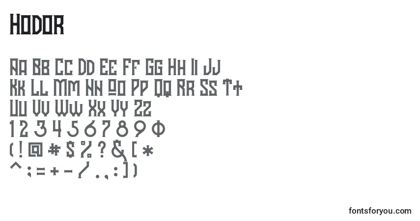 A fonte Hodor (30995) – alfabeto, números, caracteres especiais