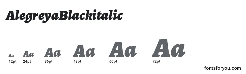 Размеры шрифта AlegreyaBlackitalic