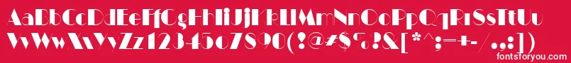 ManhattanItctt-Schriftart – Weiße Schriften auf rotem Hintergrund