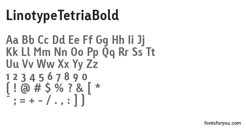 A fonte LinotypeTetriaBold – alfabeto, números, caracteres especiais