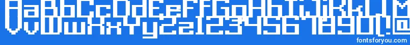Weitere Informationen zur Acme9RegularBold-Schriftart Acme9RegularBold-Schriftart – Weiße Schriften auf blauem Hintergrund