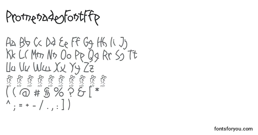 A fonte PromenadesFontFfp – alfabeto, números, caracteres especiais