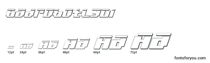 Badrobotl3Di Font Sizes