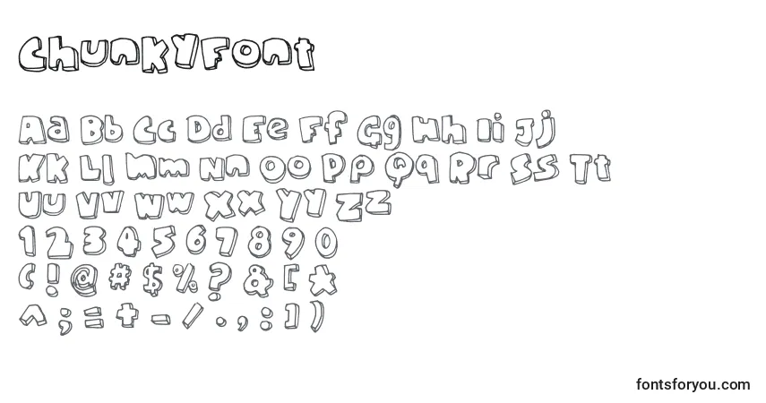 Czcionka ChunkyFont – alfabet, cyfry, specjalne znaki