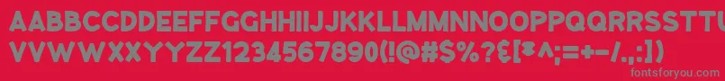 GooseberryJuice-fontti – harmaat kirjasimet punaisella taustalla