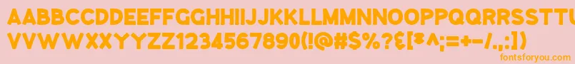 フォントGooseberryJuice – オレンジの文字がピンクの背景にあります。
