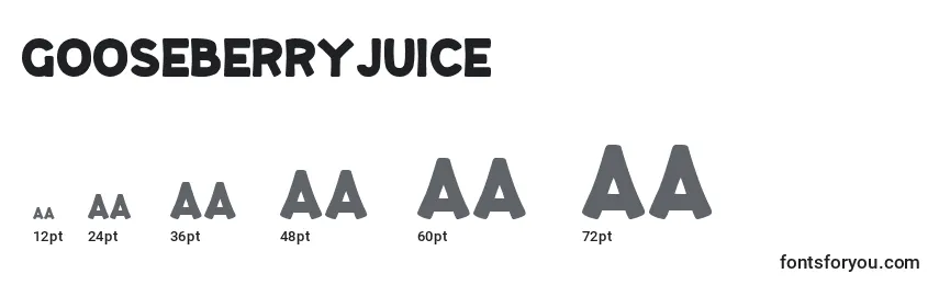 GooseberryJuice Font Sizes