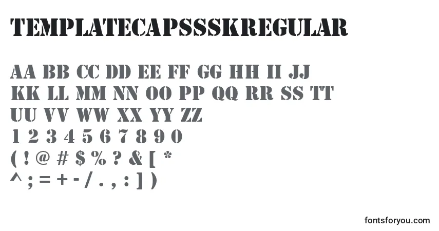 Шрифт TemplatecapssskRegular – алфавит, цифры, специальные символы