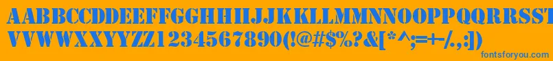 TemplatecapssskRegular-Schriftart – Blaue Schriften auf orangefarbenem Hintergrund