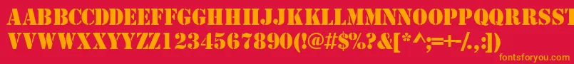 フォントTemplatecapssskRegular – 赤い背景にオレンジの文字