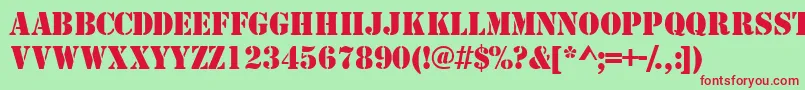 TemplatecapssskRegular Font – Red Fonts on Green Background