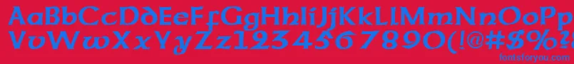 フォントCorsageRegular – 赤い背景に青い文字