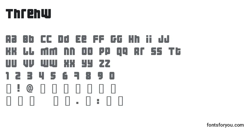 A fonte Threhw – alfabeto, números, caracteres especiais