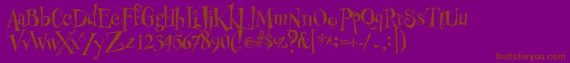 CheshirskiyCatRoman-Schriftart – Braune Schriften auf violettem Hintergrund