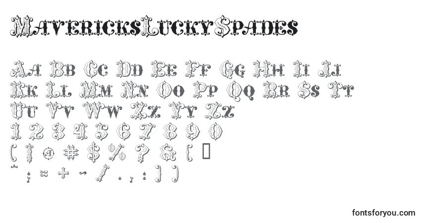 Шрифт MavericksLuckySpades – алфавит, цифры, специальные символы