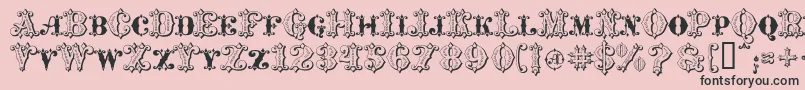 MavericksLuckySpades-fontti – mustat fontit vaaleanpunaisella taustalla