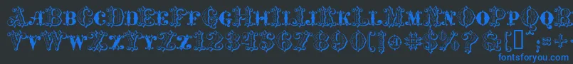 MavericksLuckySpades-fontti – siniset fontit mustalla taustalla