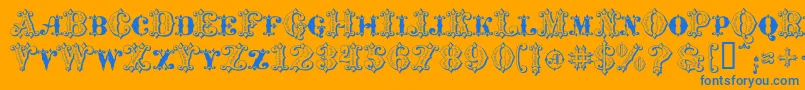 Czcionka MavericksLuckySpades – niebieskie czcionki na pomarańczowym tle