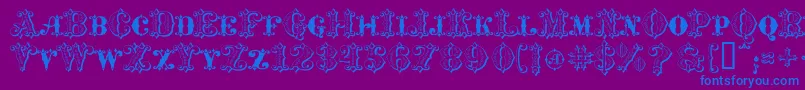 フォントMavericksLuckySpades – 紫色の背景に青い文字