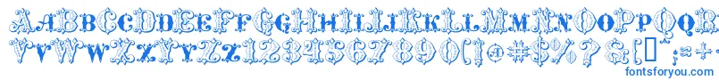 MavericksLuckySpades-Schriftart – Blaue Schriften auf weißem Hintergrund