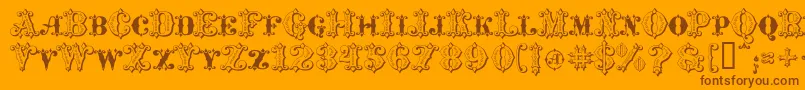 フォントMavericksLuckySpades – オレンジの背景に茶色のフォント