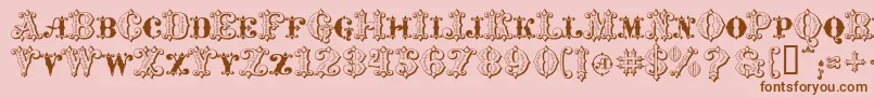 MavericksLuckySpades-fontti – ruskeat fontit vaaleanpunaisella taustalla
