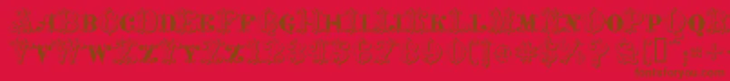 MavericksLuckySpades-Schriftart – Braune Schriften auf rotem Hintergrund