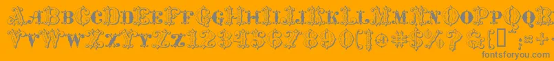 MavericksLuckySpades-Schriftart – Graue Schriften auf orangefarbenem Hintergrund