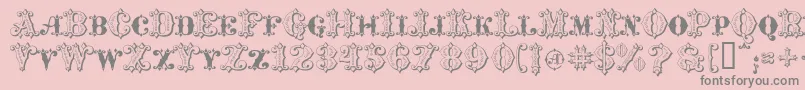MavericksLuckySpades-fontti – harmaat kirjasimet vaaleanpunaisella taustalla