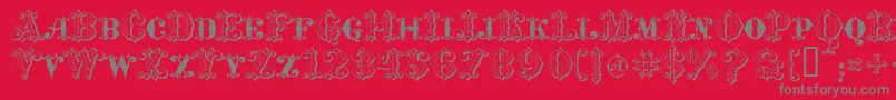 MavericksLuckySpades-fontti – harmaat kirjasimet punaisella taustalla