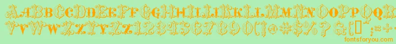 MavericksLuckySpades-Schriftart – Orangefarbene Schriften auf grünem Hintergrund