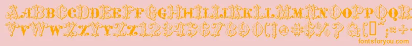 MavericksLuckySpades-Schriftart – Orangefarbene Schriften auf rosa Hintergrund