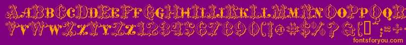 MavericksLuckySpades-Schriftart – Orangefarbene Schriften auf violettem Hintergrund