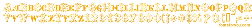 MavericksLuckySpades-Schriftart – Orangefarbene Schriften auf weißem Hintergrund