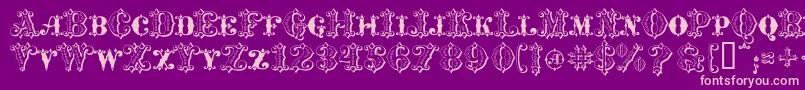 MavericksLuckySpades-fontti – vaaleanpunaiset fontit violetilla taustalla