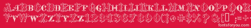 MavericksLuckySpades-Schriftart – Rosa Schriften auf rotem Hintergrund