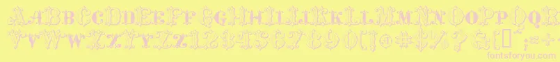 Шрифт MavericksLuckySpades – розовые шрифты на жёлтом фоне