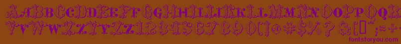 MavericksLuckySpades-fontti – violetit fontit ruskealla taustalla