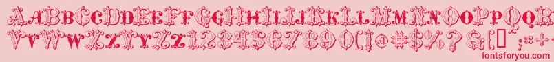 フォントMavericksLuckySpades – ピンクの背景に赤い文字