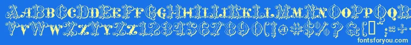 MavericksLuckySpades-Schriftart – Gelbe Schriften auf blauem Hintergrund