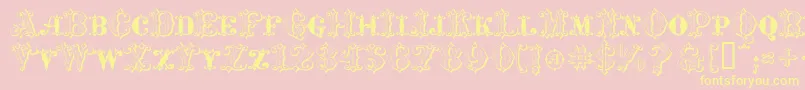 MavericksLuckySpades-fontti – keltaiset fontit vaaleanpunaisella taustalla
