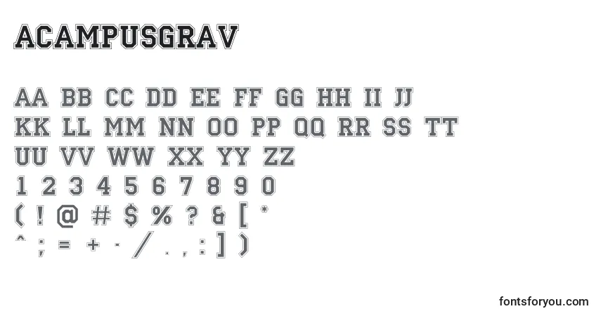 Fuente ACampusgrav - alfabeto, números, caracteres especiales
