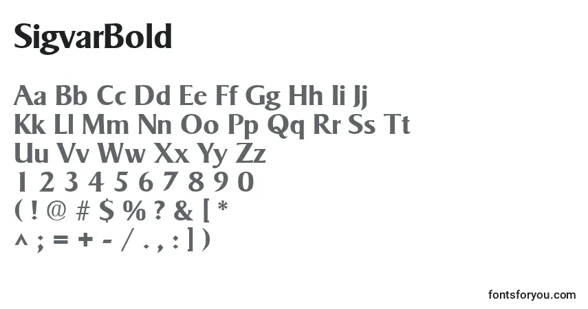 A fonte SigvarBold – alfabeto, números, caracteres especiais