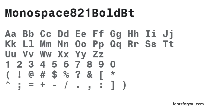 Czcionka Monospace821BoldBt – alfabet, cyfry, specjalne znaki