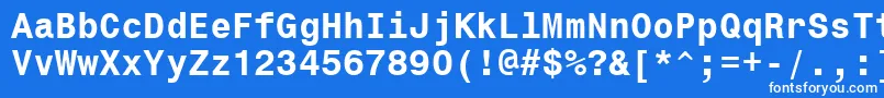 Czcionka Monospace821BoldBt – białe czcionki na niebieskim tle