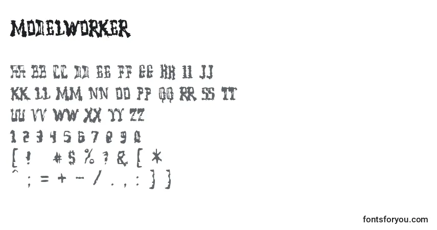 Fuente ModelWorker - alfabeto, números, caracteres especiales